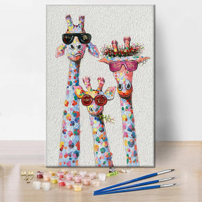 Colorful Abstract Giraffe Family - Paint by Numbers