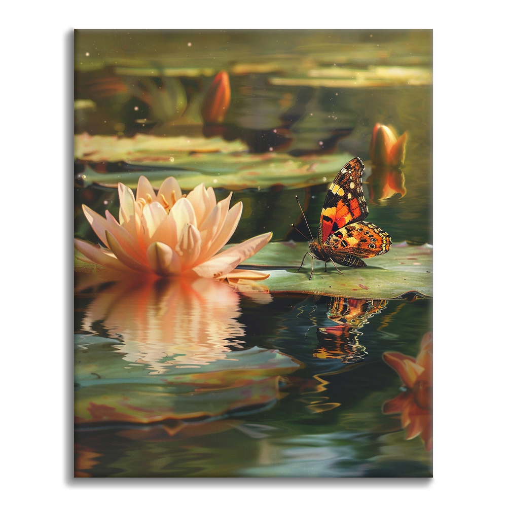 Butterflies and Water Lilies - Paint by Numbers