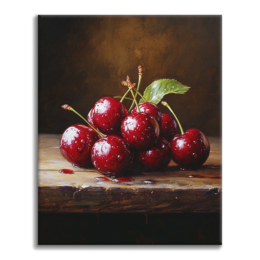 Cherries on Wood - Paint by Numbers