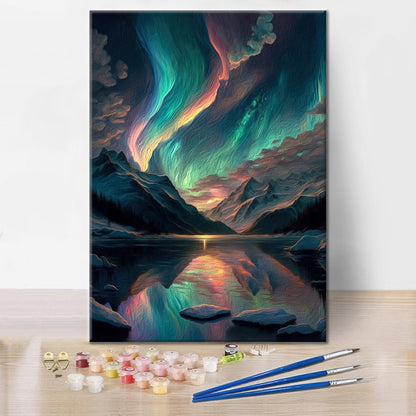 Colourful aurora borealis - Paint by Numbers