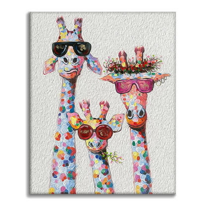 Colorful Abstract Giraffe Family - Paint by Numbers