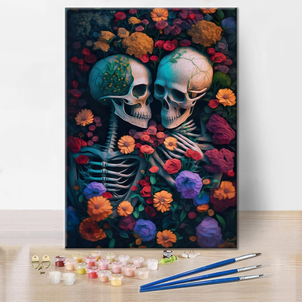 Skeleton Sea of Flowers - Paint by Numbers