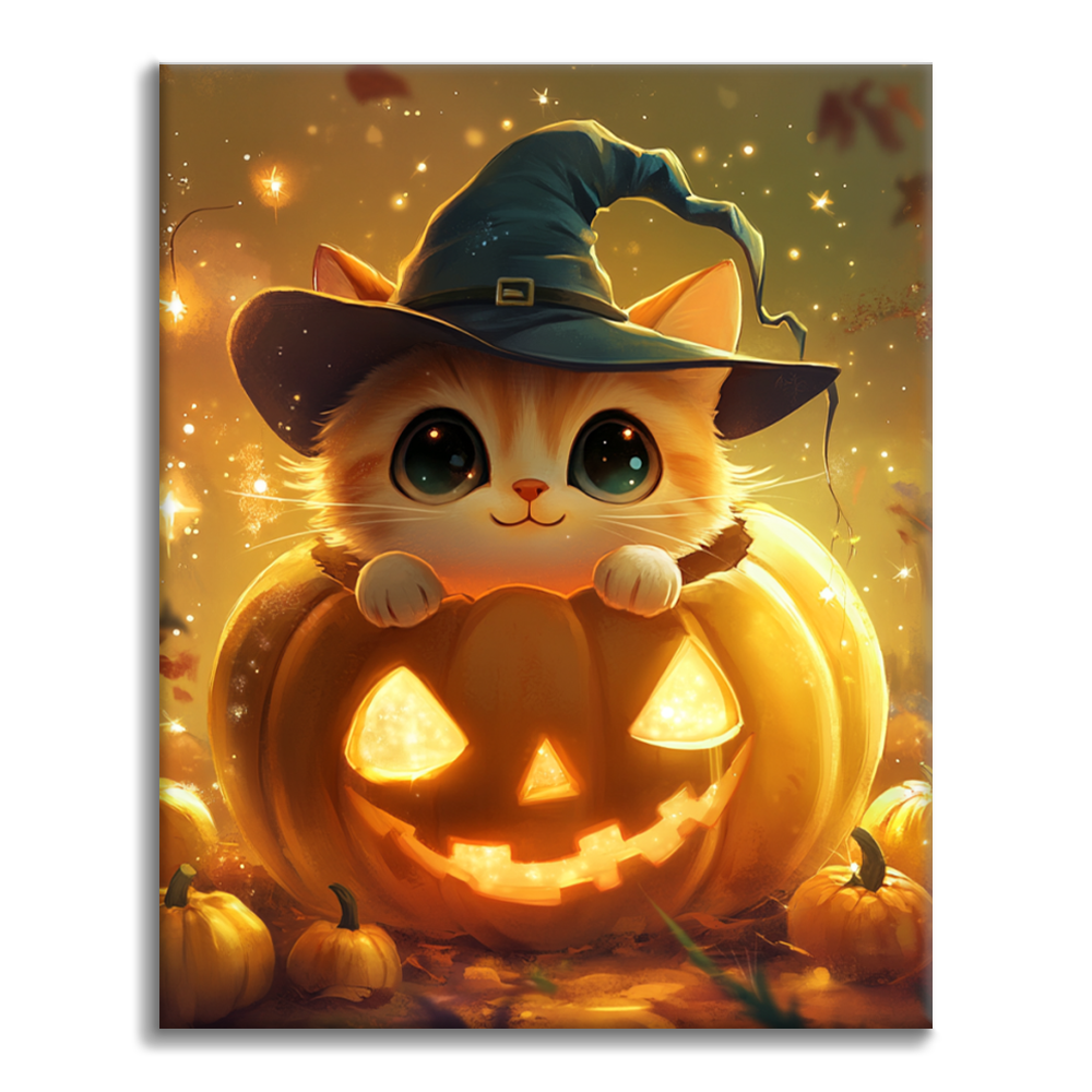 Pumpkin Kitty - Paint by Numbers