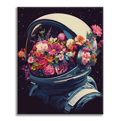 Flower-Filled Space Helmet - Paint by Numbers