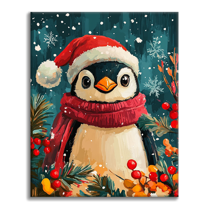 Christmas Penguin - Paint by Numbers