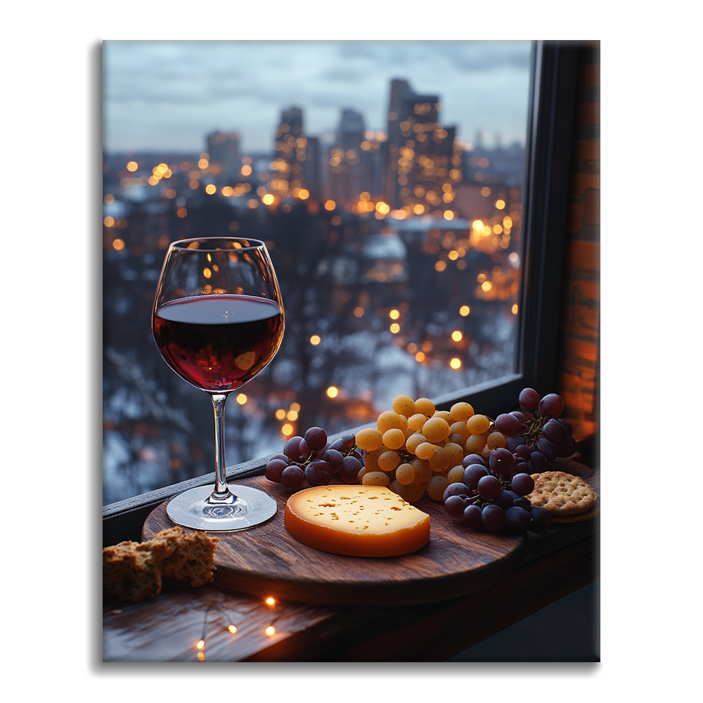 Wine, Cheese & City Lights - Paint by Numbers