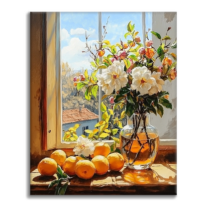 Fruit and Flowers By The Window - Paint by Numbers