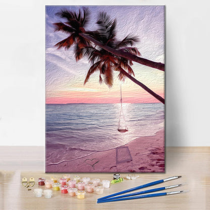 palm tree beach - Paint by Numbers