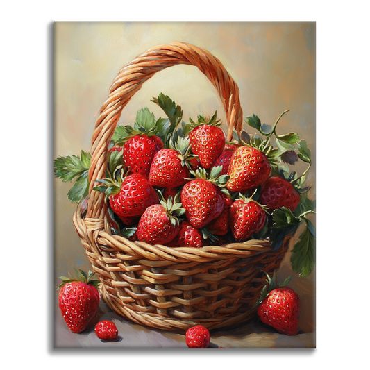 Basket of Luscious Strawberries - Paint by Numbers