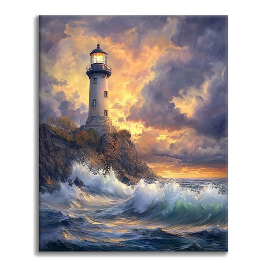 Lighthouse by the Ocean's Edge - Paint by Numbers