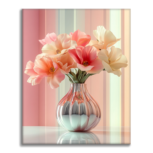 Elegant Vase with Pink & White Tulips - Paint by Numbers