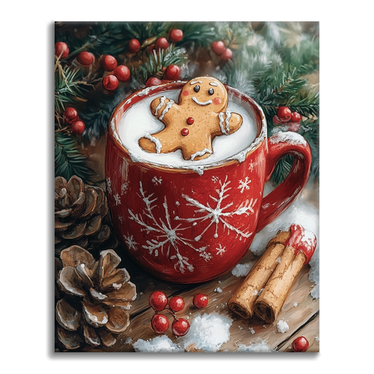 Gingerbread Man and Hot Tea - Paint by Numbers