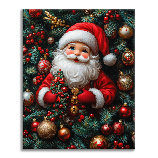 Jolly Santa Amidst Festive Decorations - Paint by Numbers