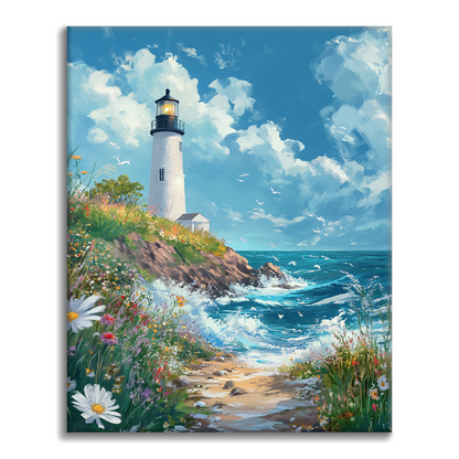 Raging Sea with Lighthouse - Paint by Numbers