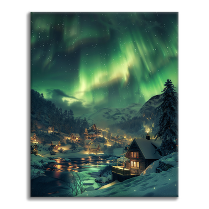 Village under the Aurora - Paint by Numbers