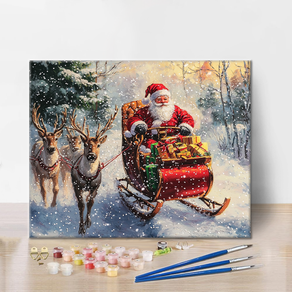 Santa and Elk - Paint by Numbers