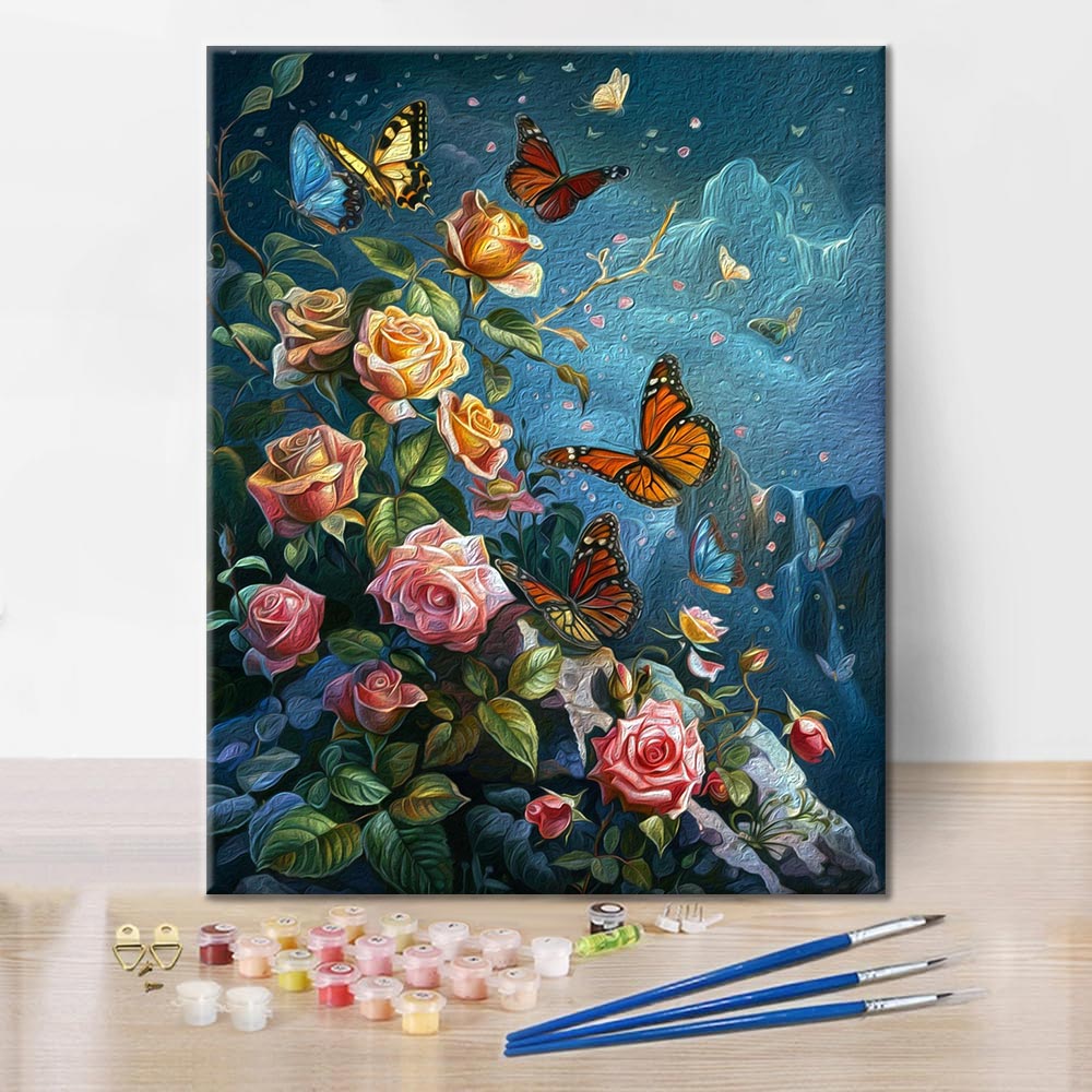 Butterflies and Roses - Paint by Numbers