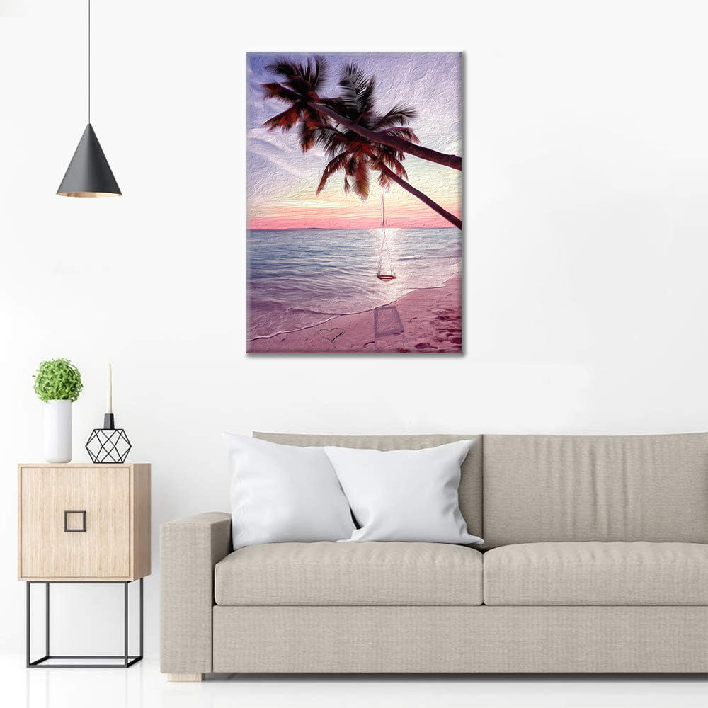 palm tree beach - Paint by Numbers