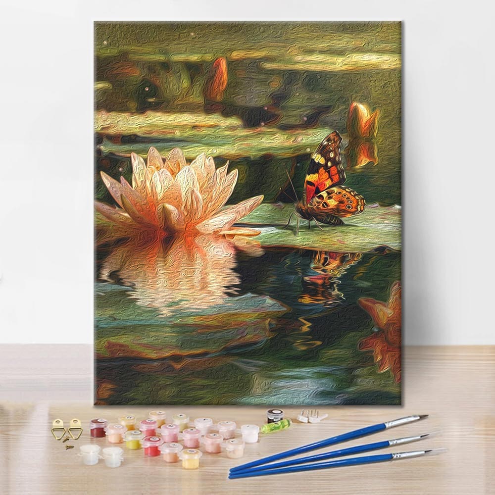 Butterflies and Water Lilies - Paint by Numbers