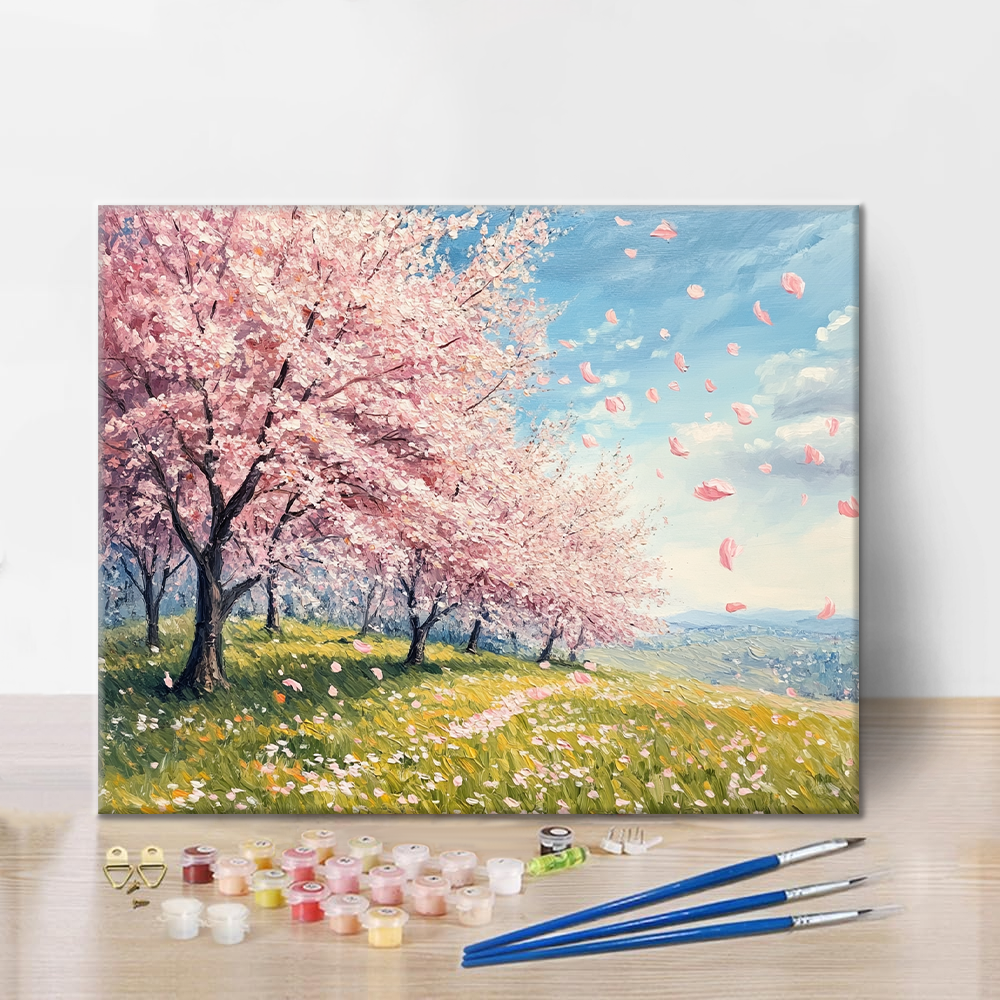 Cherry Blossom Fields - Paint by Numbers