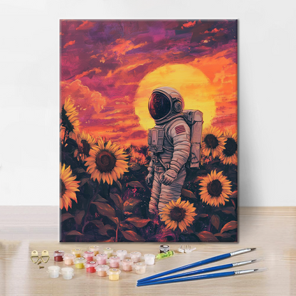 Astronaut in Sunflower Fields - Paint by Numbers