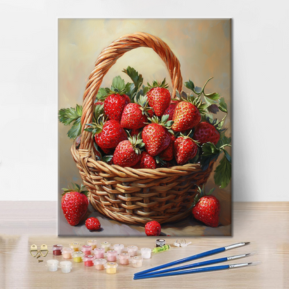 Basket of Luscious Strawberries - Paint by Numbers