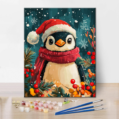 Christmas Penguin - Paint by Numbers