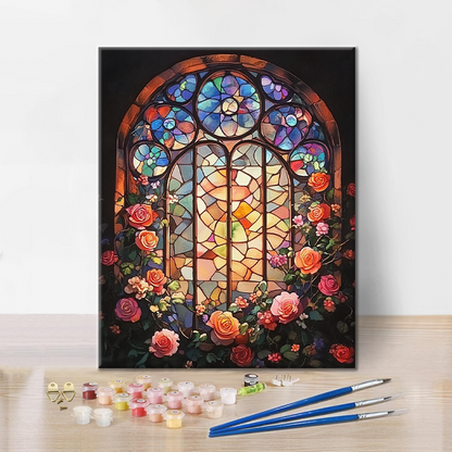 Flowery Window - Paint by Numbers