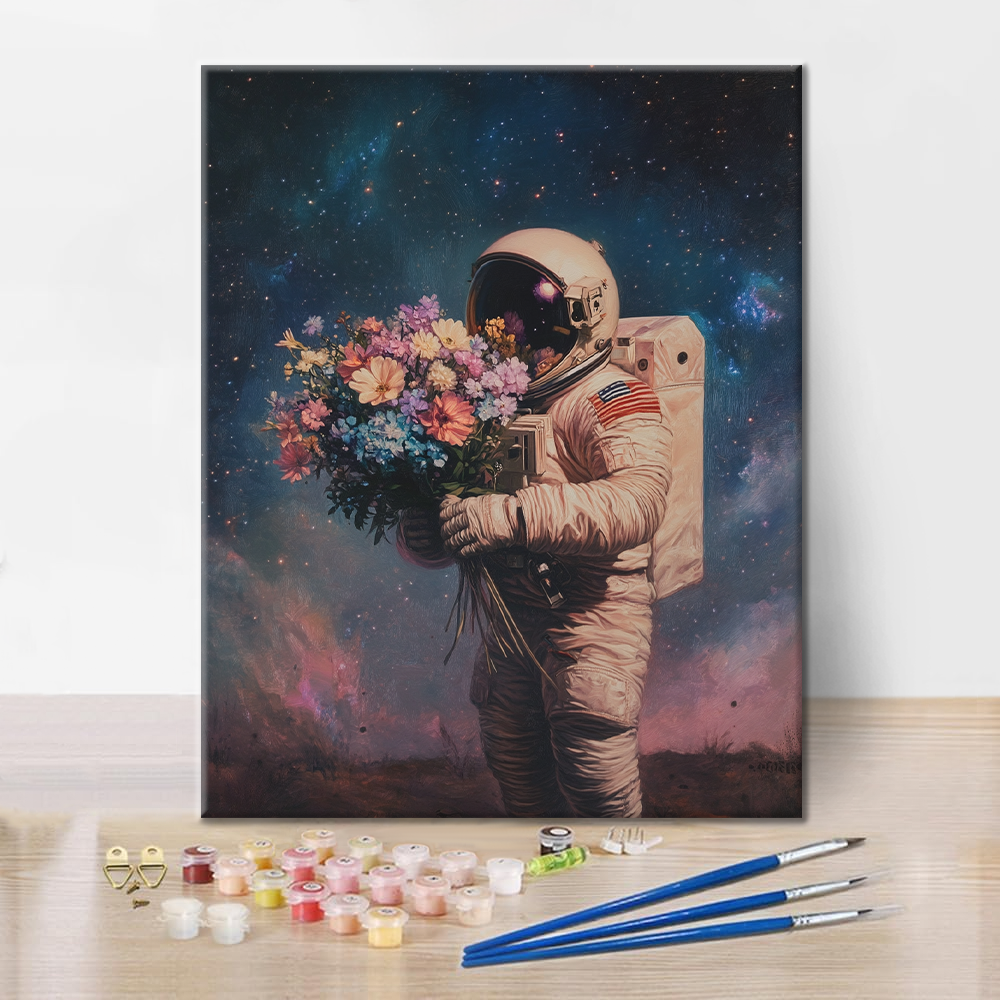 Astronaut's Blooming Universe - Paint by Numbers