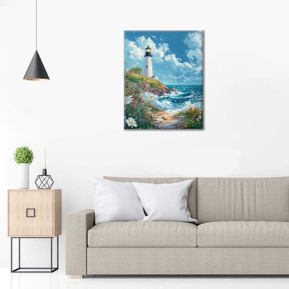 Raging Sea with Lighthouse - Paint by Numbers