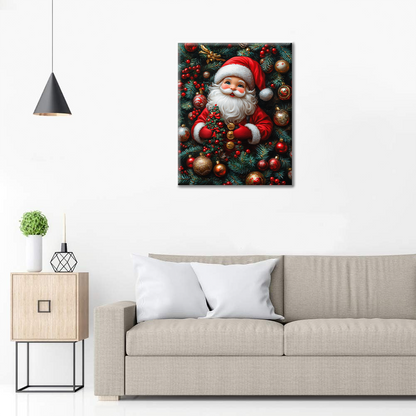 Jolly Santa Amidst Festive Decorations - Paint by Numbers