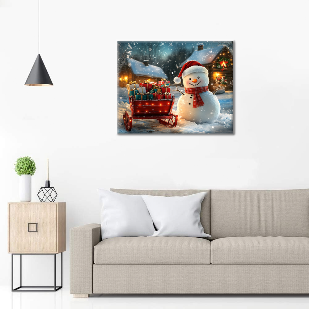 Snowman and Christmas Gifts - Paint by Numbers