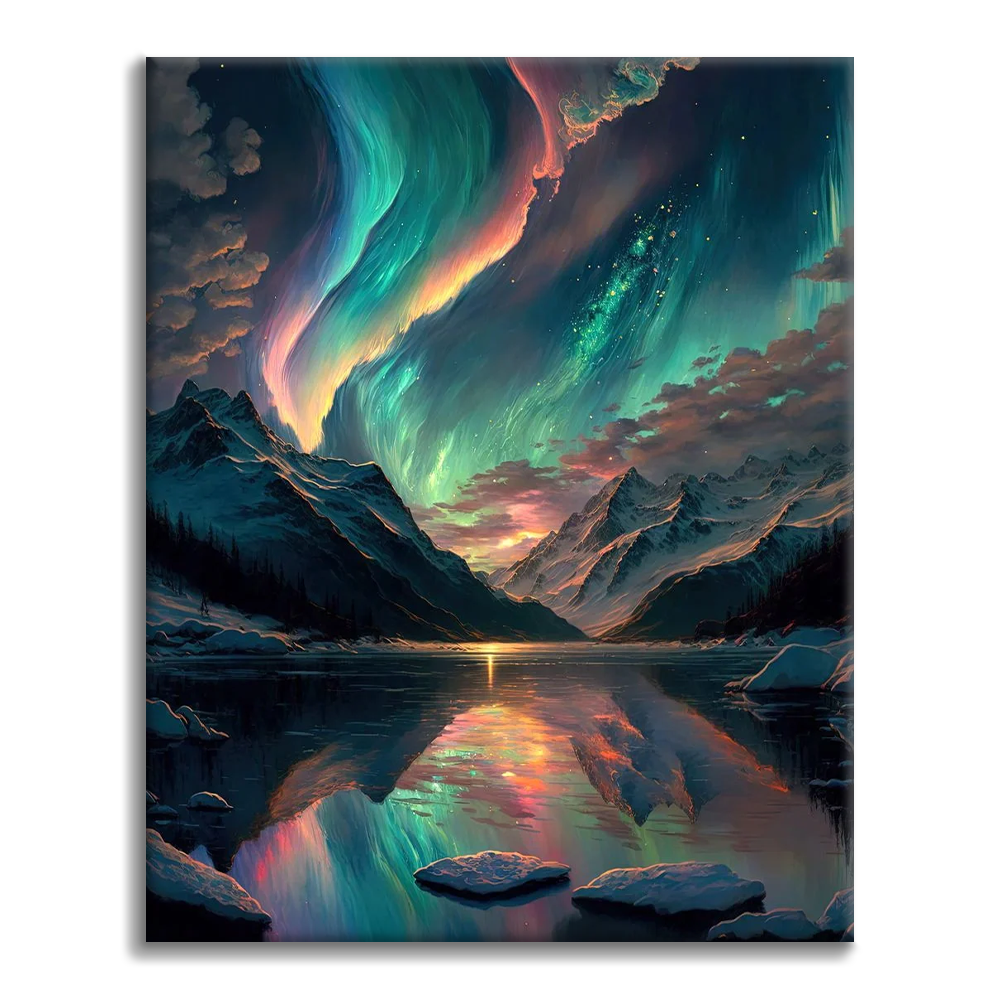 Colourful aurora borealis - Paint by Numbers