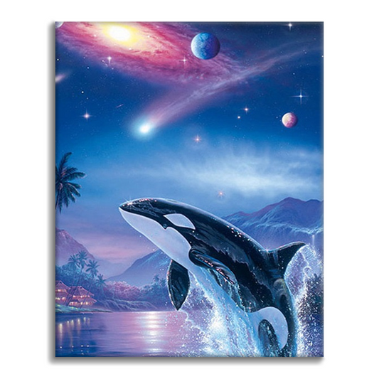 Whale Planet Aurora - Paint by Numbers