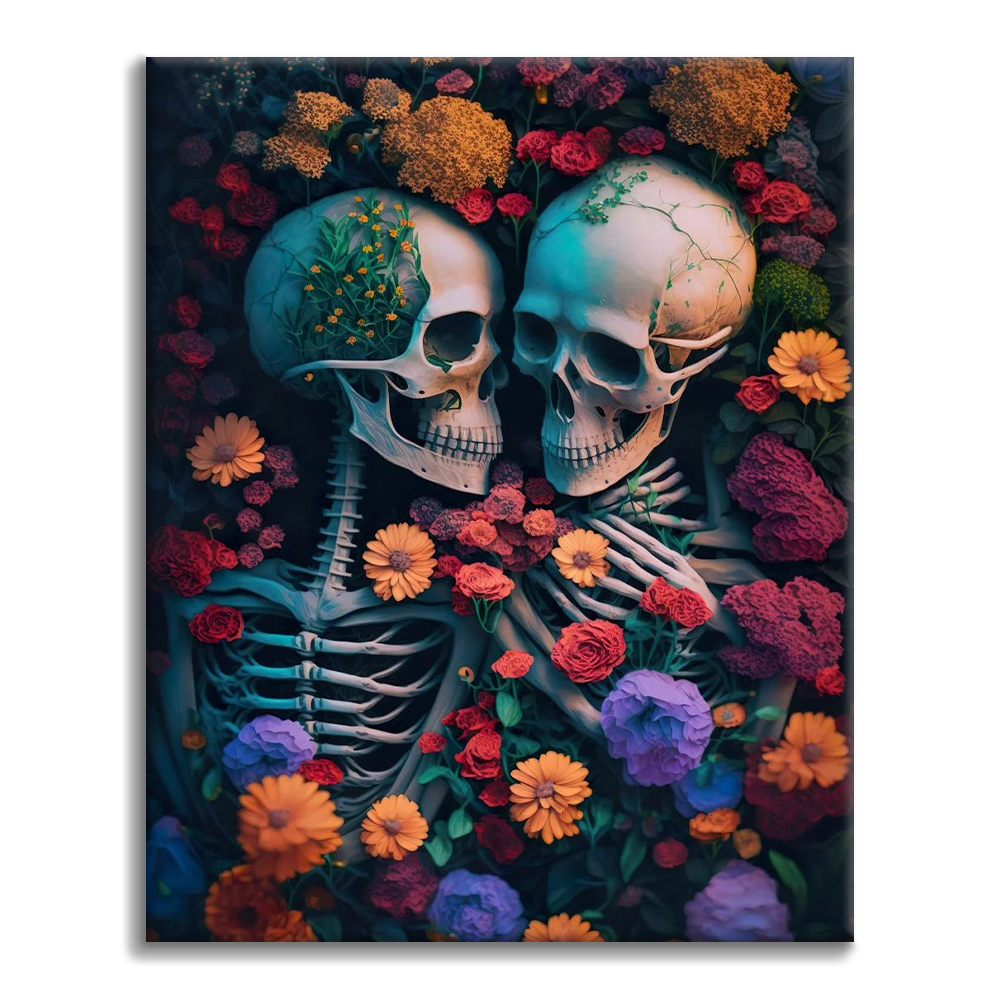 Skeleton Sea of Flowers - Paint by Numbers