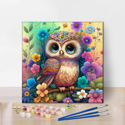 Cute fluffy baby owl - Paint by Numbers