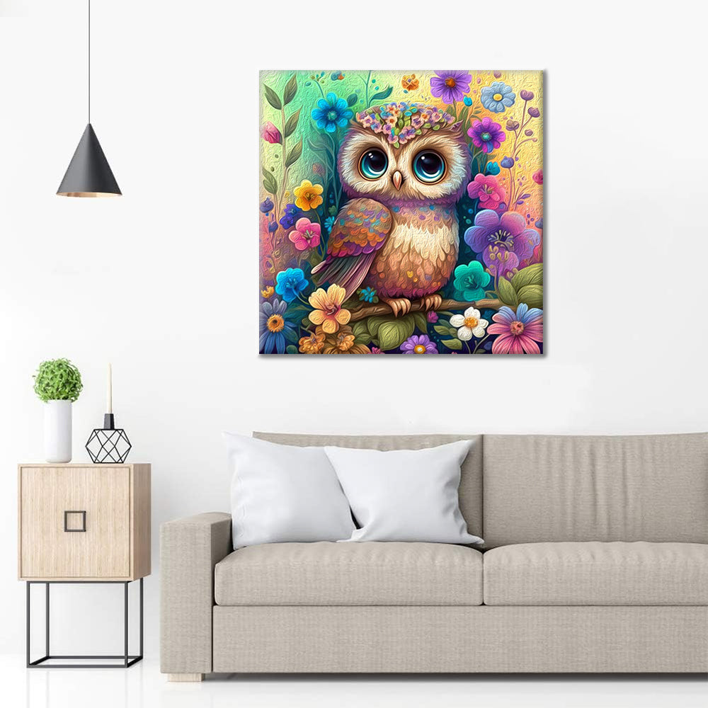 Cute fluffy baby owl - Paint by Numbers