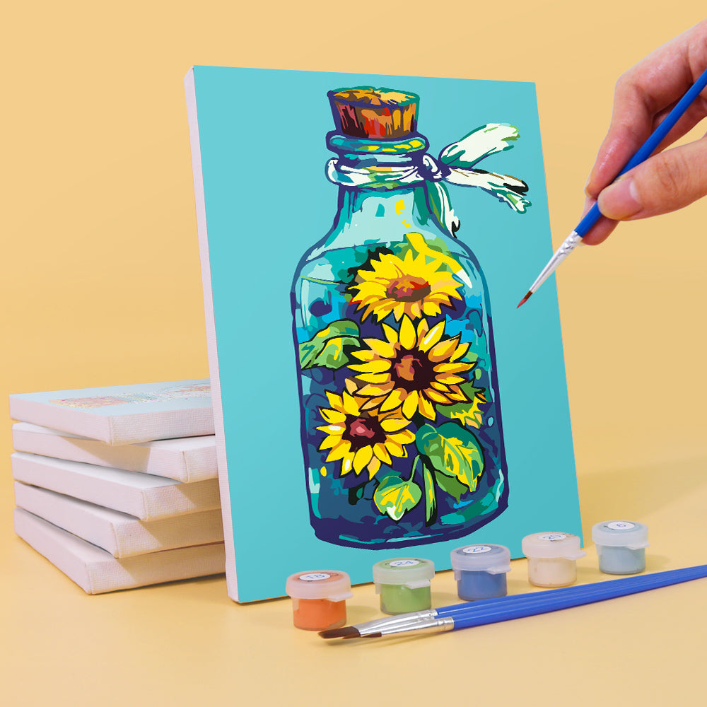 Bottle and flowers - Paint by Numbers