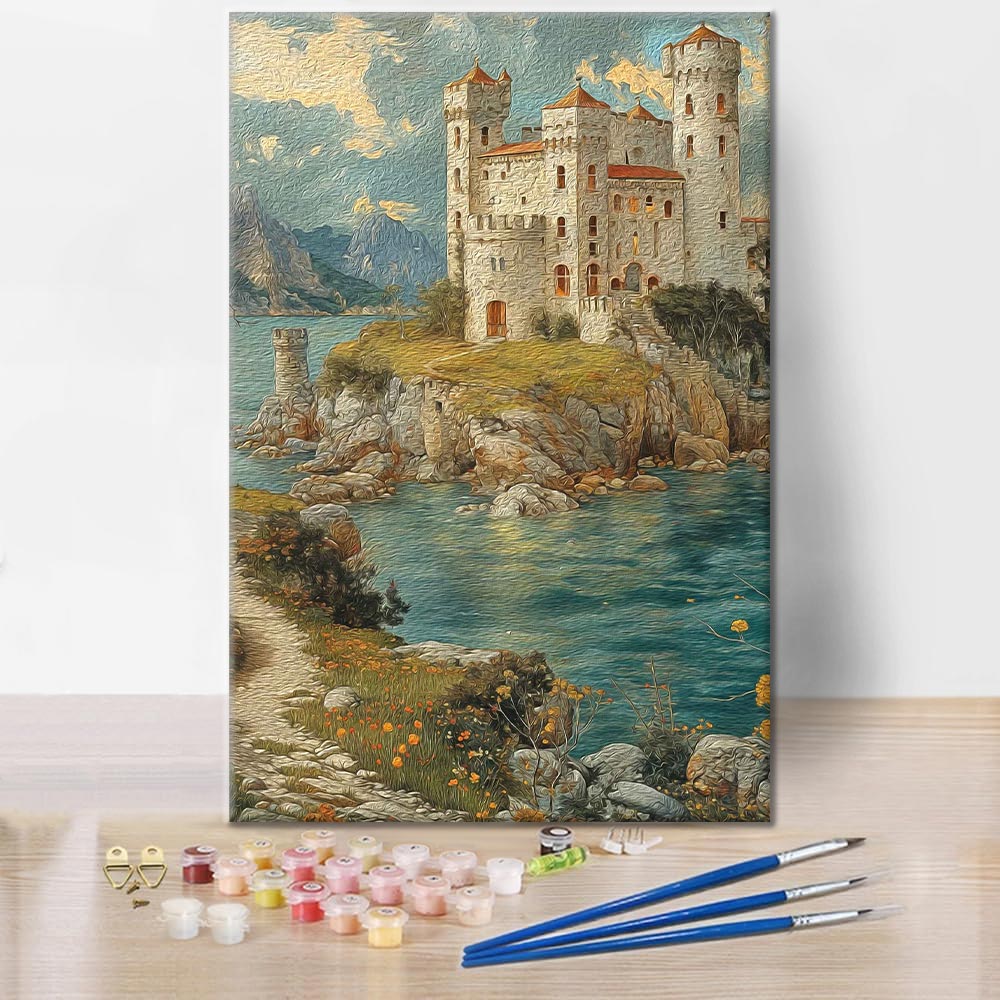 Ancient castle on the sea - Paint by Numbers